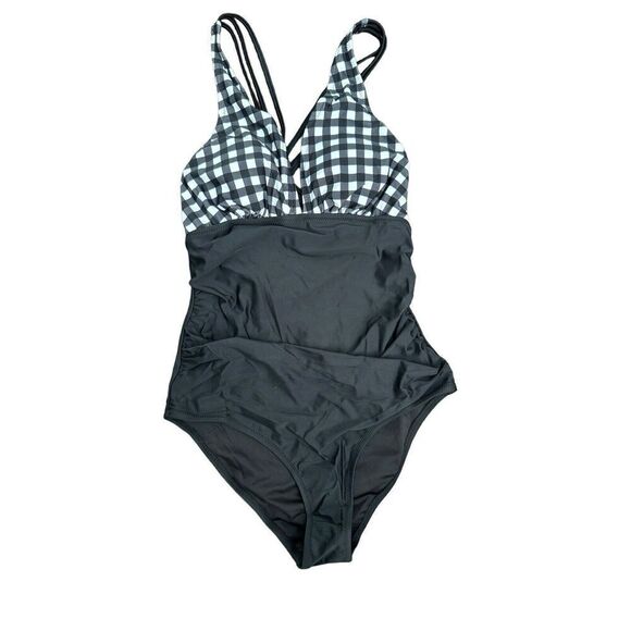 CUPSHE Black V Neck One Piece Sexy Back Swimsuit Size Small - Picture 1 of 7